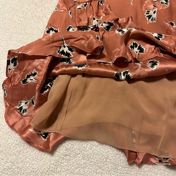 Rebecca Taylor Ikat Paintbrush Silk Ruffle Dress Pink Black Floral Cutout - Picture 16 of 16